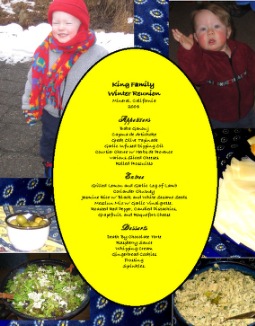 Menu for the King Family Reunion